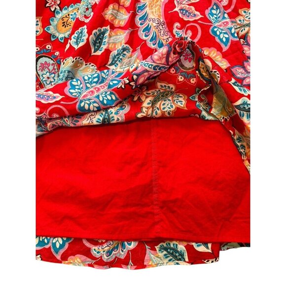 Talbots Red Paisley Dress Sleeveless Summer Sundress Women's 12P Fit & Flare - Picture 4 of 10